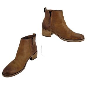 Kork-Ease Mindo Leather Booties 6.5 Brown Chelsea Ankle Pull On Rubber Sole
